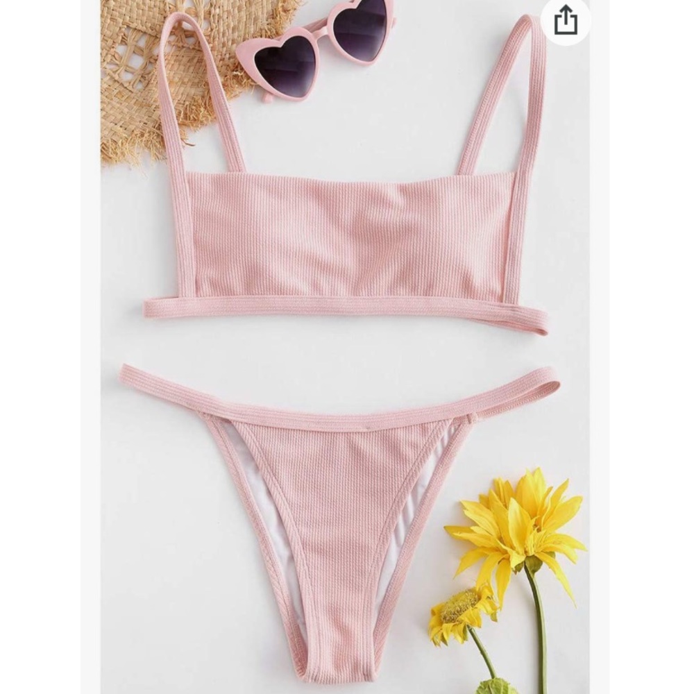 Women's Ribbed Square Neck Bikini Set